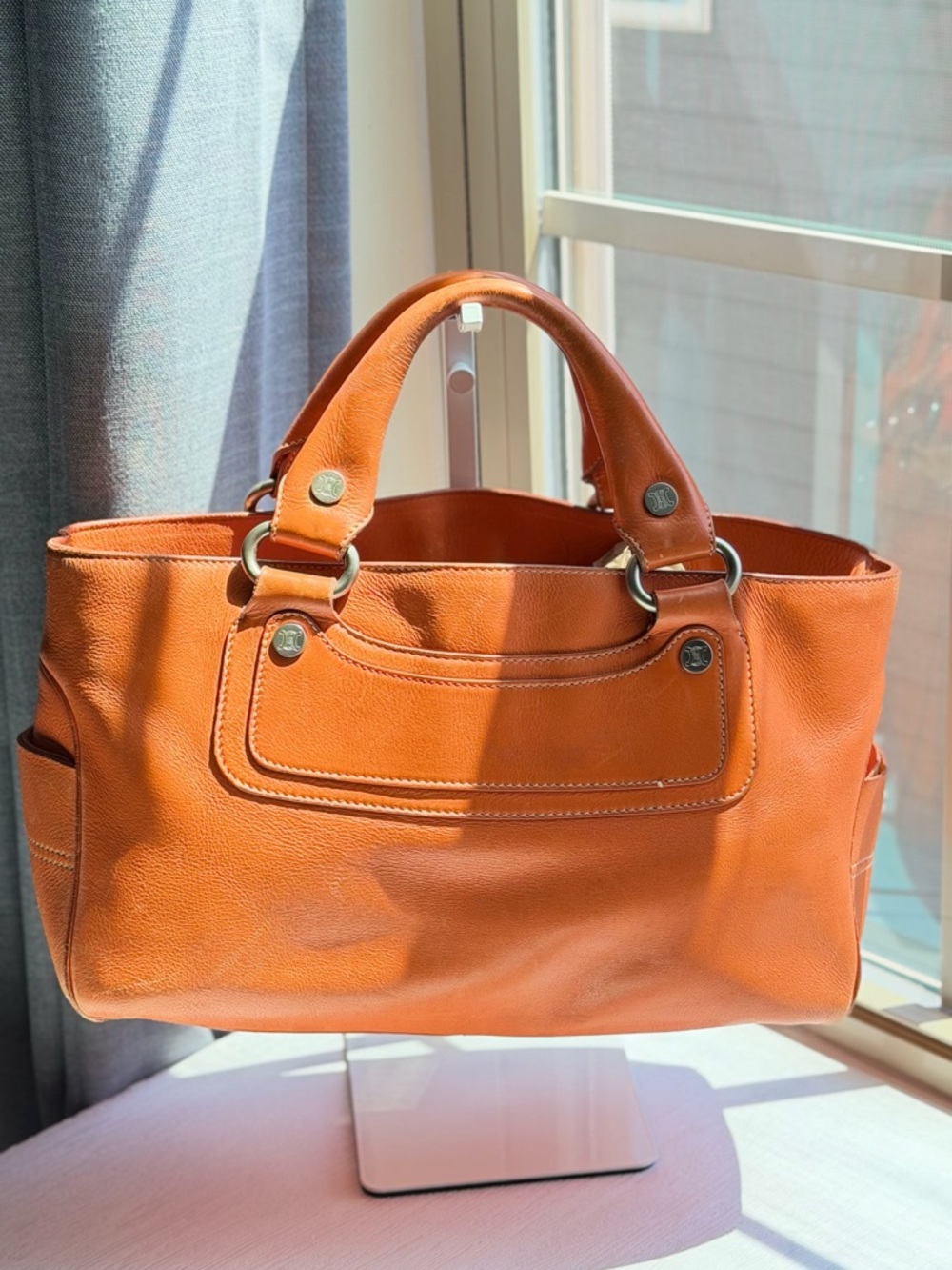 Celine Orange Leather Tote handbag - Picture 2 of 13